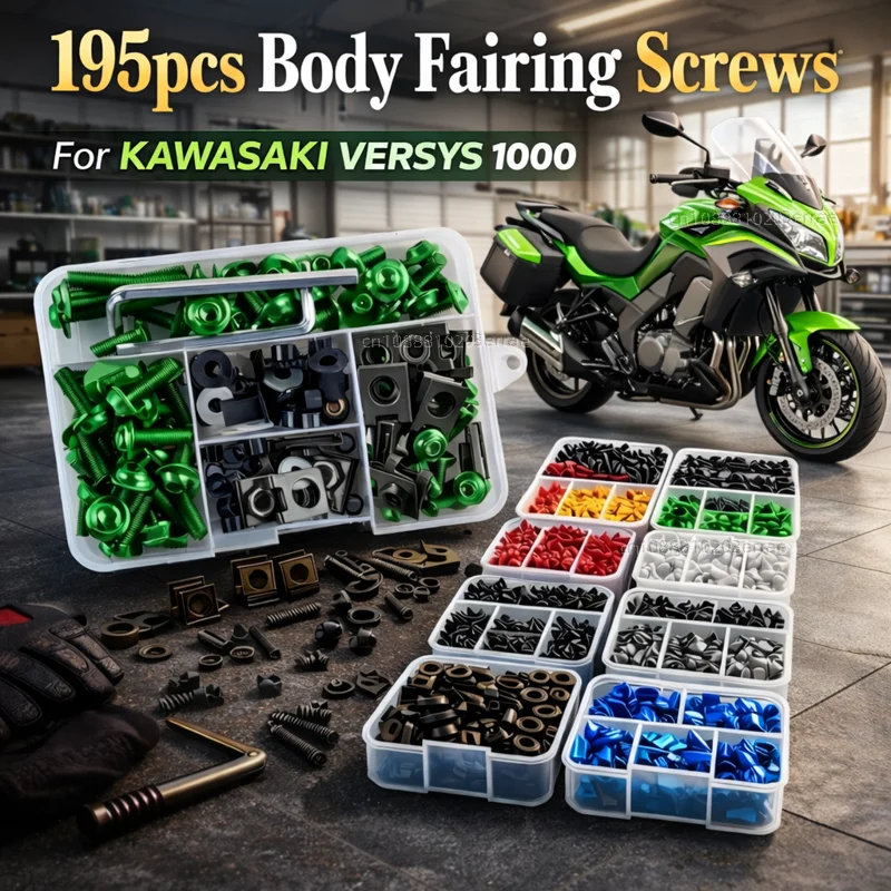 195pcs Motorcycle Fairing Bolts Body Screws Nuts For KAWASAKI VERSYS 1000 1100 1000SE SE VERSYS1000 VERSYS1000SE 2015-2024 Kit