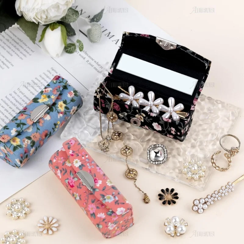 Mini Cosmetic Box with Mirror Personalized Jewelry Storage Case Portable Makeup Organizer Female Perfect Gift