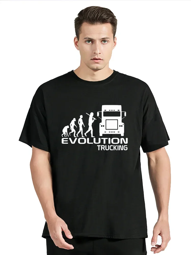 Мужская хлопковая футболка с коротким рукавом, с принтом «грузовик»