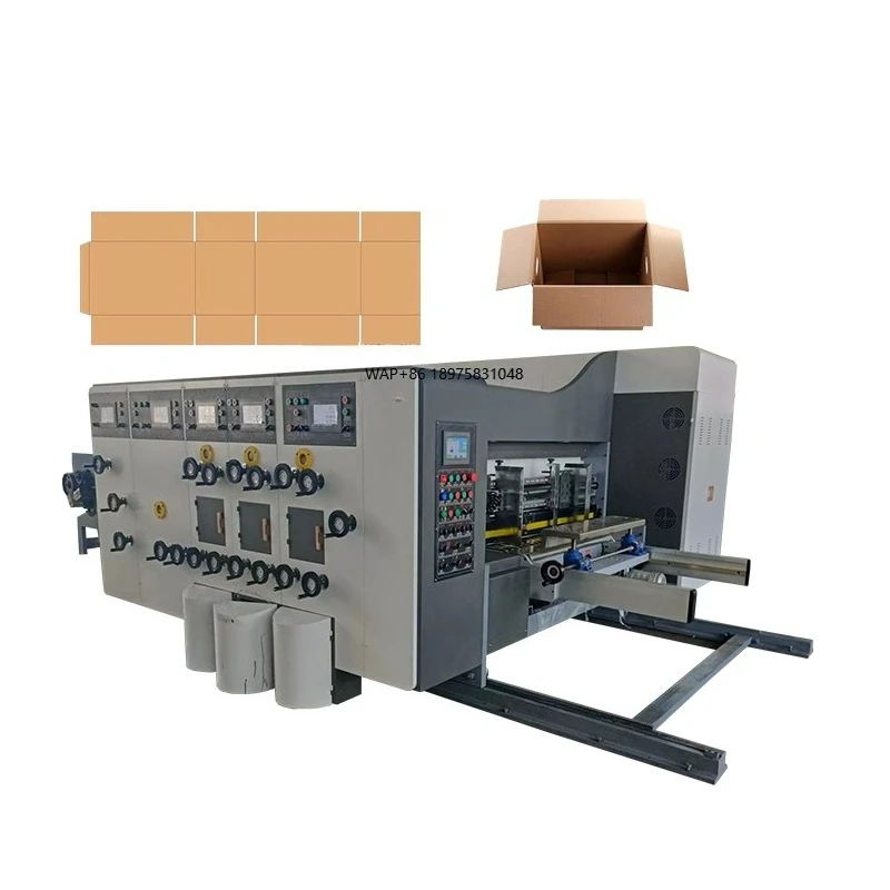 Automatic Paper Products Corrugated Carton Box Pizza Box  Printing Machine Three Color Printing Slotter Die Cutting Machine