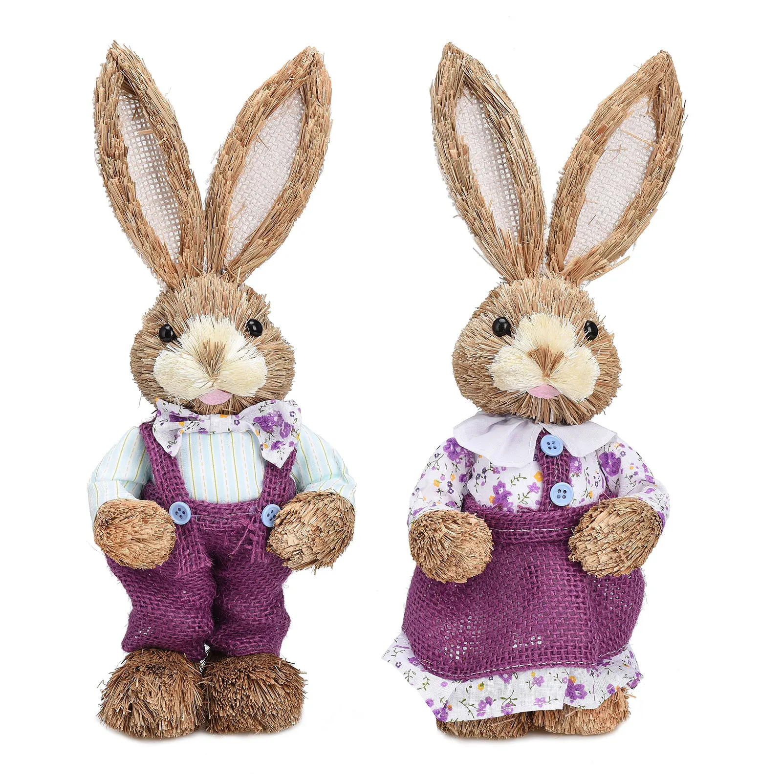 Easter Bunny Doll Straw Standing Rabbits Decoration Outdoor Shooting Window Wedding Props Creative 35cm Foam 2pcs Cute Ornament