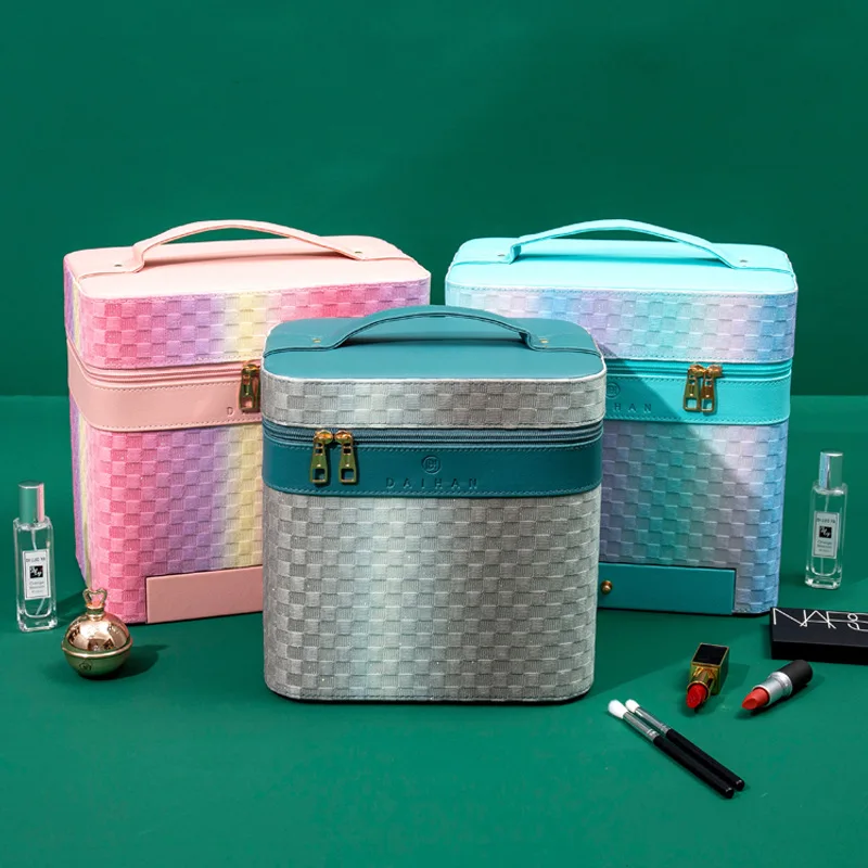 2023 New Cosmetic Case Large Capacity Cosmetic Bag Travel Suitcase Multi-layer Cosmetic Storage Box