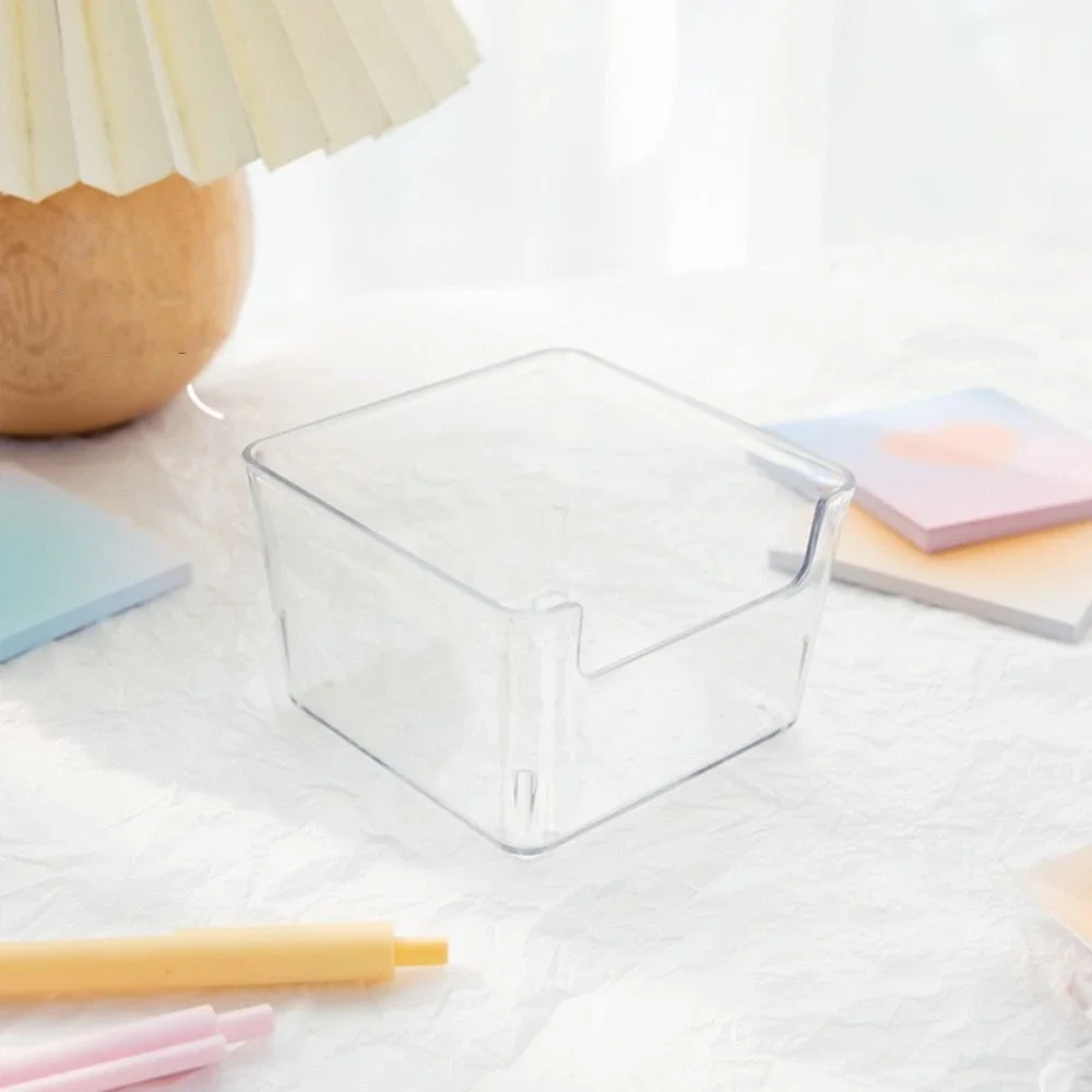 Simple Chic Acrylic Note Holder Efficient Transparent Clear Note Box Waterproof Card Paper Desk Organizer Office