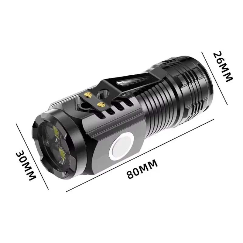 EE1 for Flashlight Mini Portable Long Range Torch Multi-function Rechargeable Small Light with Hat Clip Waist Clip for