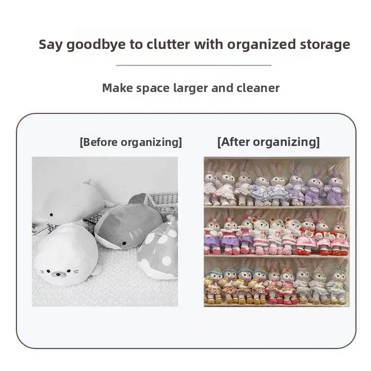 New 10-Layer Cotton Doll Storage Hanging Bag Transparent Dustproof Wall-Mounted Plush Toy Organizer Cute And Functional