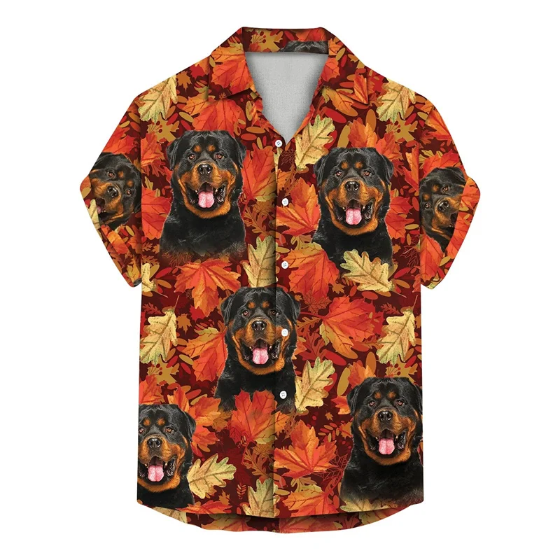 Bulldog Shirts For Men Clothing 3D Printed Hawaiian Beach Shirts Short Sleeve Y2k Tops Cute Vintage Clothes Lapel Blouse