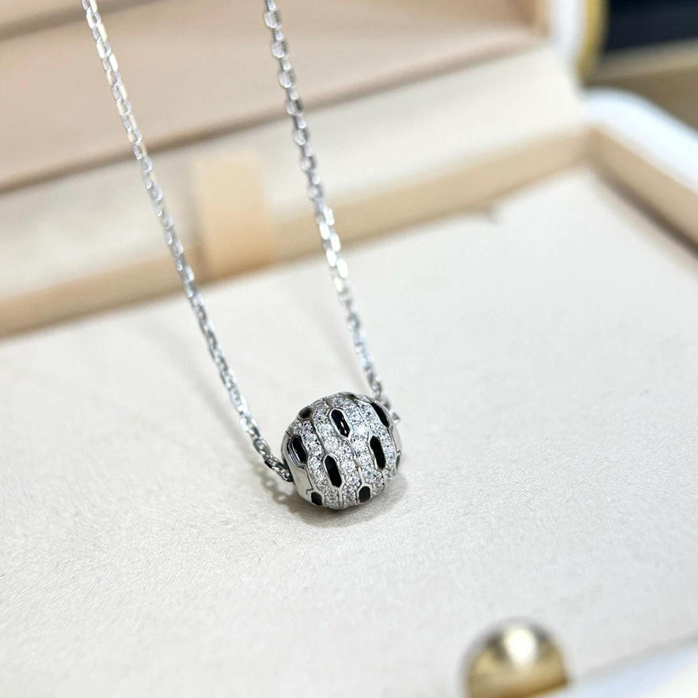 

Pure 925 Sterling Silver Jewelry Black Diamond Pendant Design Dinner Party Necklace Wedding Diamond Luxury Quality Fine Jewelry