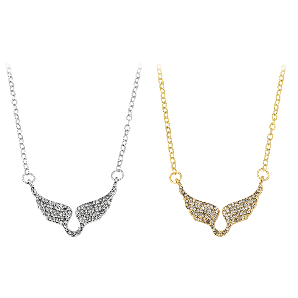 

Exquisite Luxury Shining Full of Zircon Gold Color Angel Wings Pendant Necklace for Women Fashion Designer Jewelry Accessories