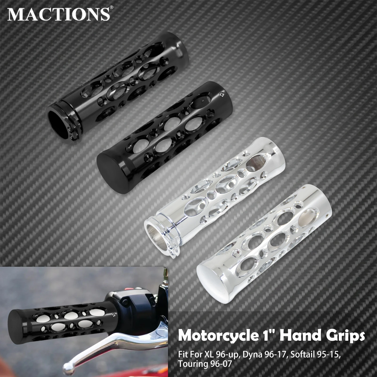 

Motorcycle Hollow Hand Grips 1" 25mm Throttle Aluminum Handlebar For Harley Sportster XL Touring FLHR Softail Breakout Dyna VRSC