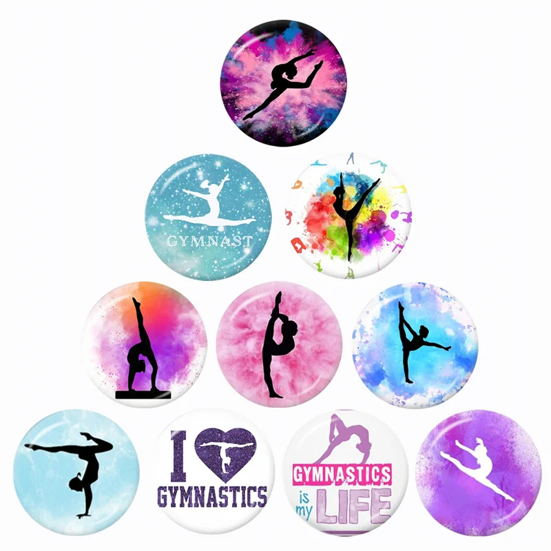 New Love Gymnastics Rhythmic Gymnastics 10PCS 12mm/16mm/18mm/20mm/25mm/30mm Glass Cabochon Demo Flat Back Making Finding