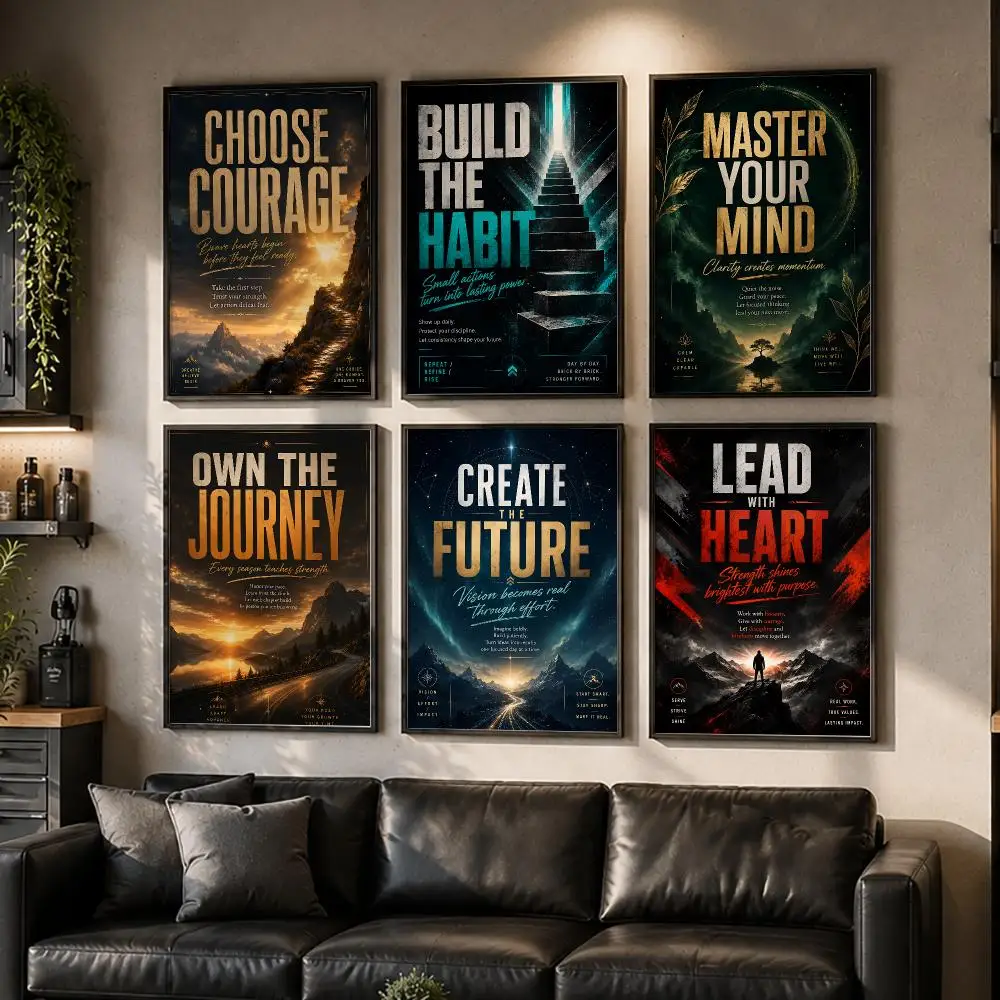 Motivational Typography Poster Wall Decor Self-Adhesive Aesthetic Modern Vibe Stylish Gift Friends Using Living Room Bedroom