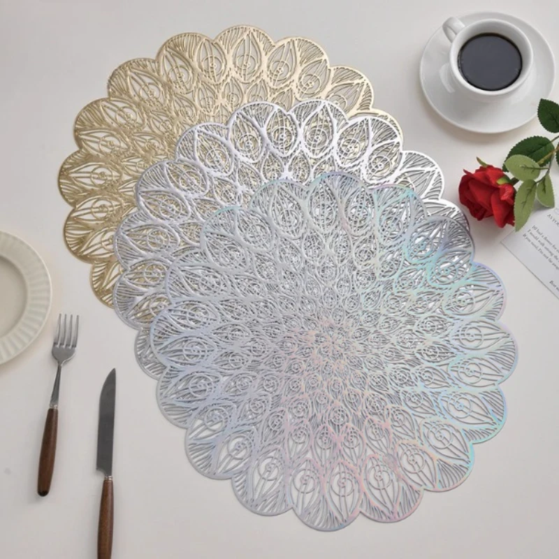 Flower-shaped Openwork Musical Note Pattern Table Mat PVC Hot Stamping Heat-insulating Coffee Mat Western-style Table Decoration