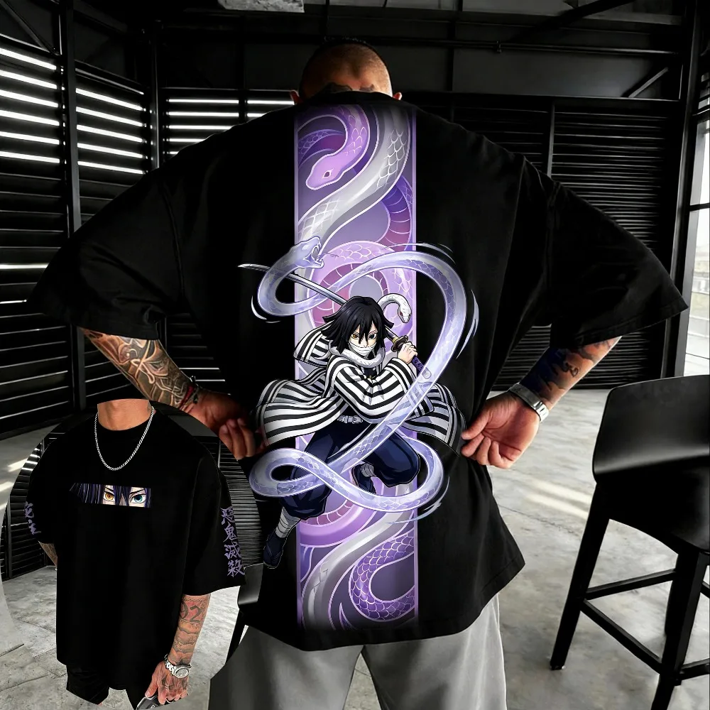 Übergroßes Unisex-T-Shirt aus reiner Baumwolle, Demon Slayer Kochou Shinobu, 2026, Sommer, neues Produkt, Anime-bedrucktes, lässiges, kurzärmeliges Oberteil – Detail 5
