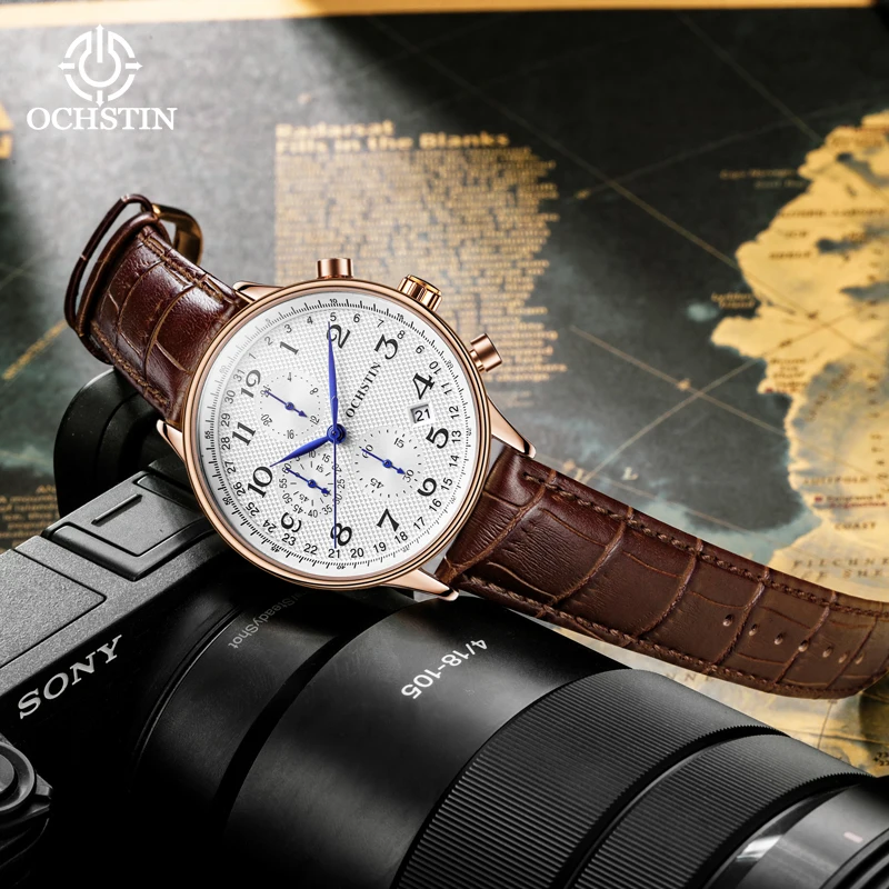 Ochstin New Personalized Trend Pilot Series Leisure Business Multifunctional Quartz Movement Waterproof Watch Men's Quartz Watch
