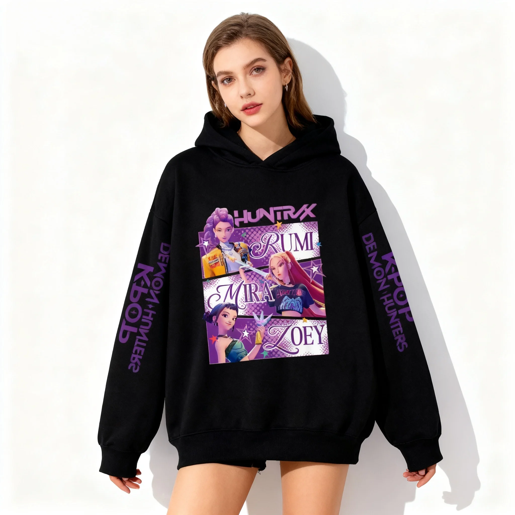 

25/26 осенне-зимняя толстовка на молнии, милая крутая охотничья команда ведьмы, корейская и американская уличная куртка большого размера для женщин и девочек