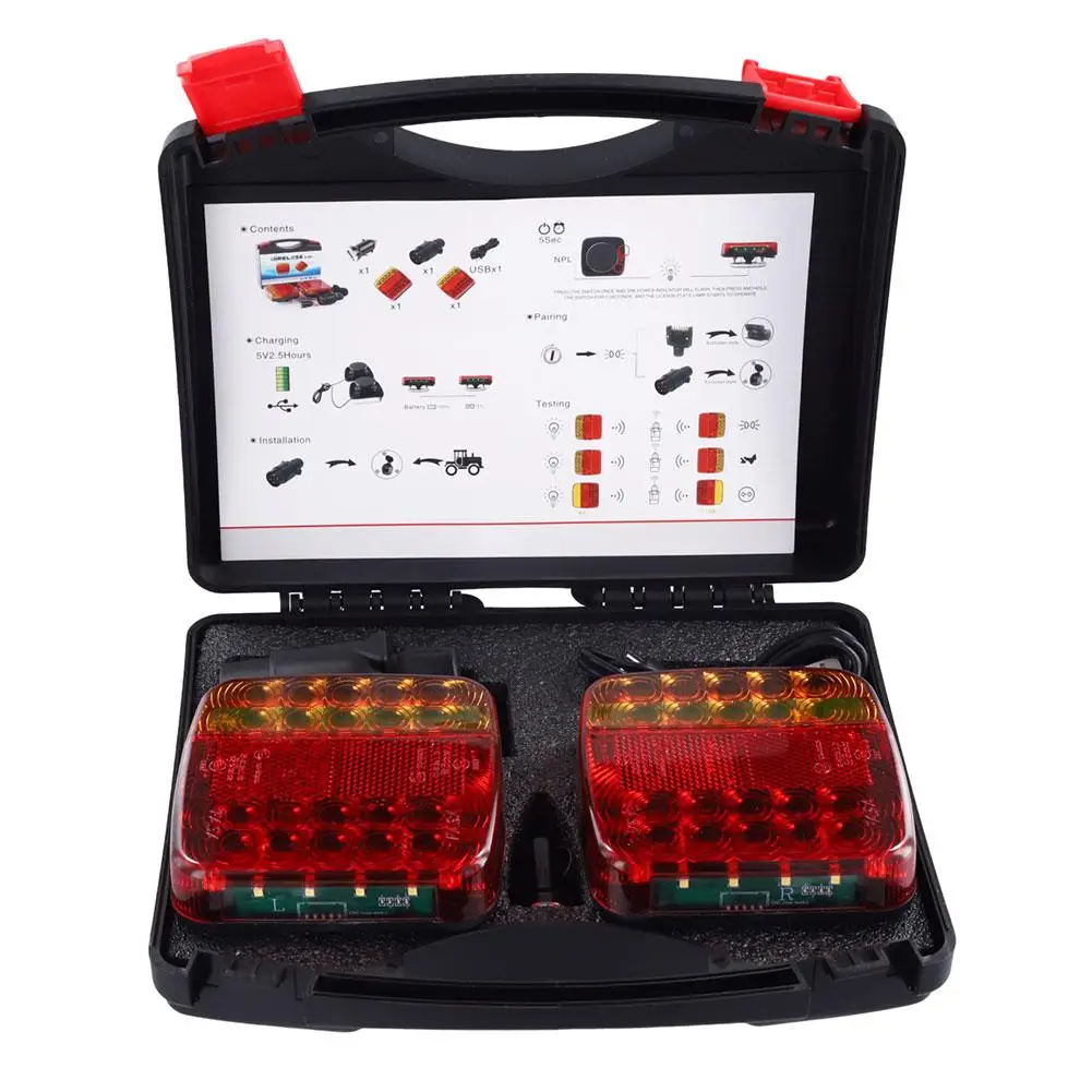 

2pcs Magnetic Wireless LED Trailer Rear Taillight Signal Warning Brake Lamp Truck Tail Light For Caravan RV Camper Lorry Truck