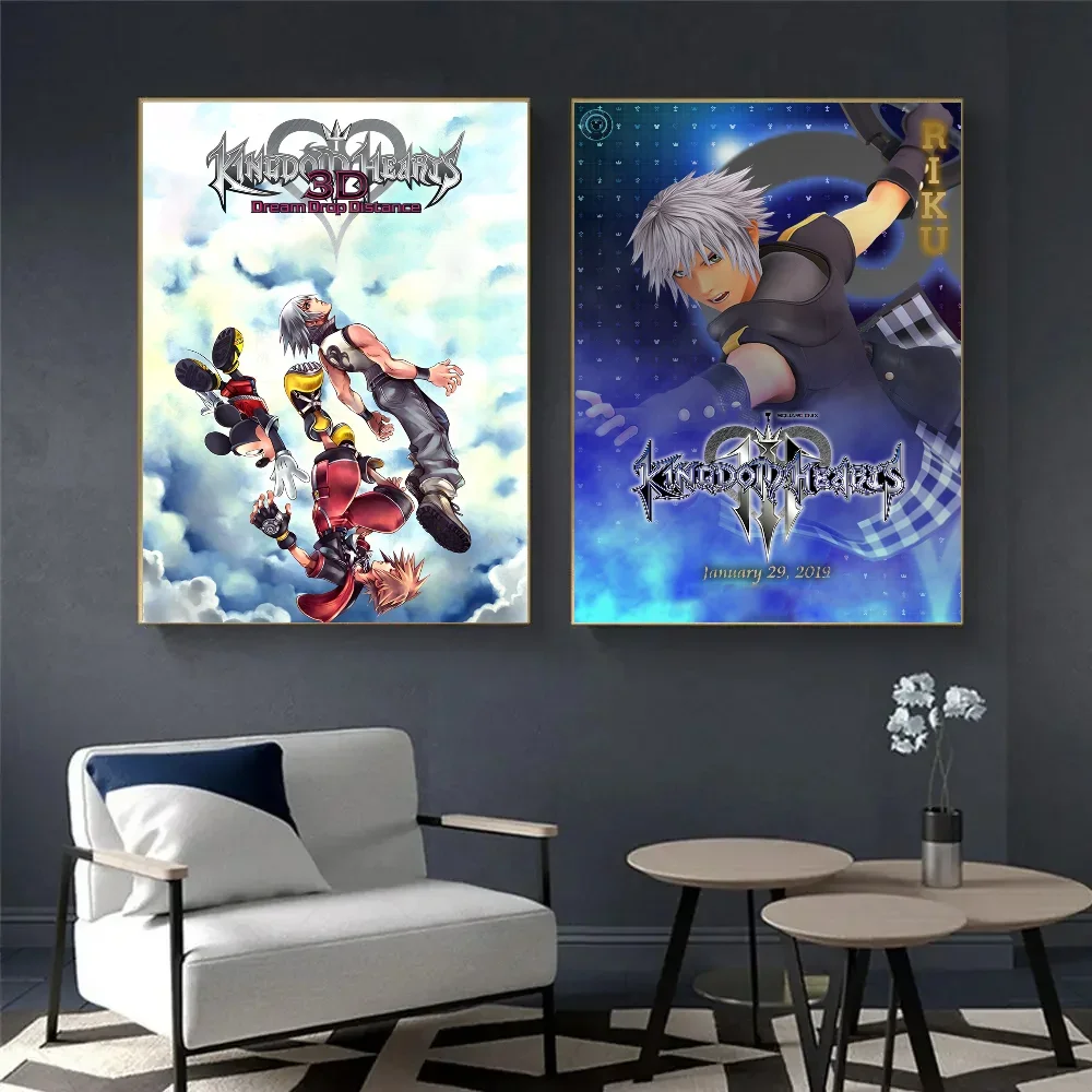 Kingdom Hearts Game Movie Sticky Posters Vintage Room Home Bar Cafe Decor Room Wall Decor