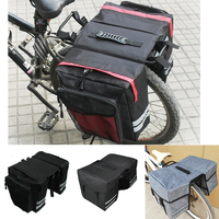 Bicycle Double Pannier Bag Waterproof Rear Seat Panniers Pack with Reflective Stripe Bag Bike Saddle Bags for Cycling Traveling