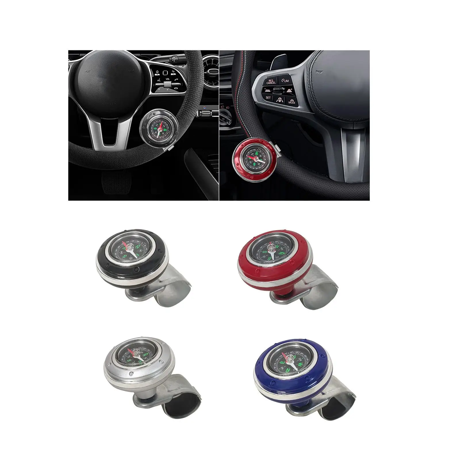Generic Automotive Steering Wheel Assist Ball with Compass Steering Device Universal Steering Wheel Aid Knob for Car