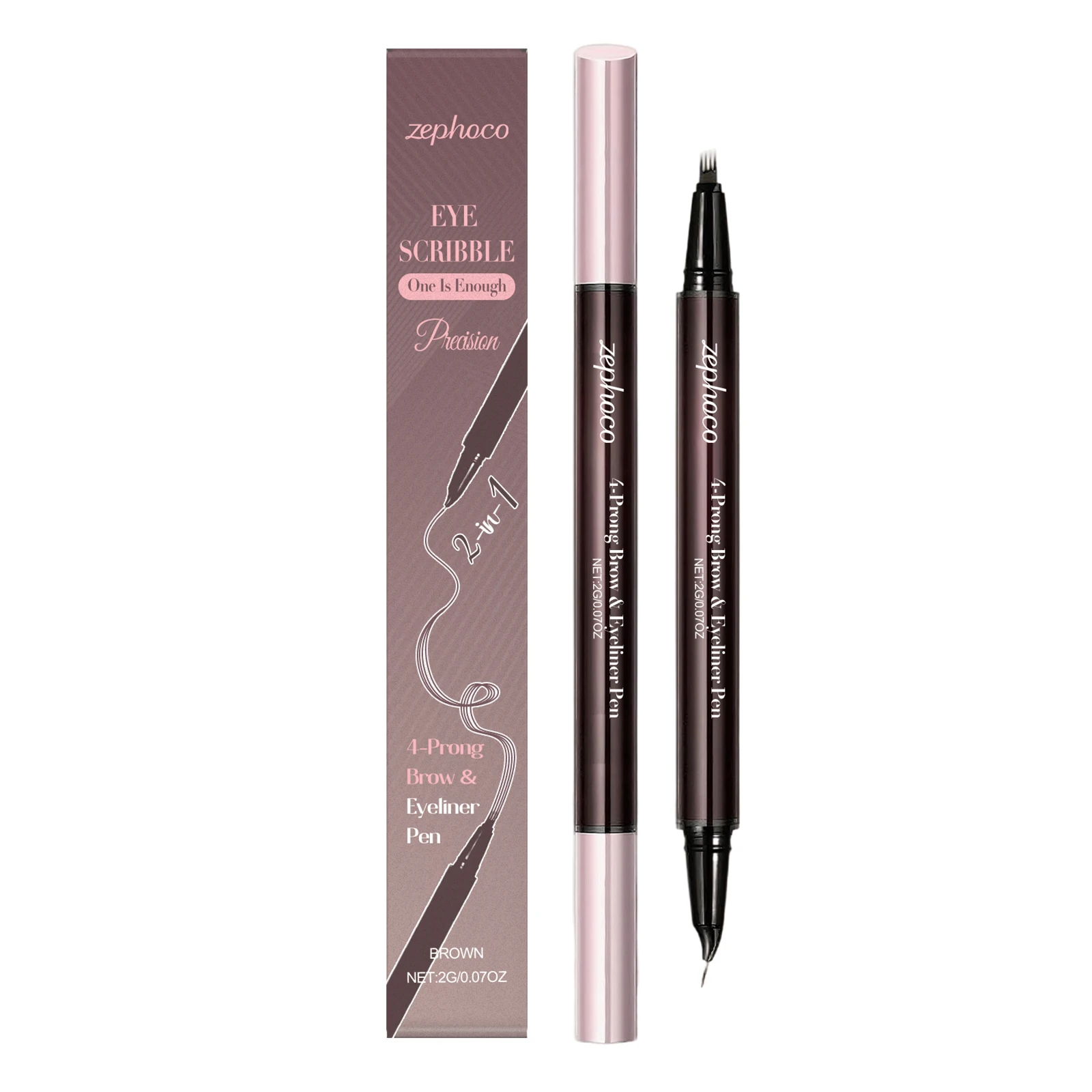 ゼフォコ 2 in 1 防水アイライナーペンシル 4 プロングアイブロウペン 水と汗に強いメイクアップ マイクロブレーディングアイブロウペンシル 2g