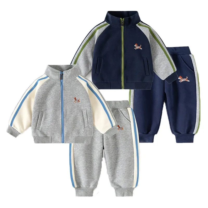 Boys Open Front Cardigan Jacket Tracksuit Fall New Children Athletic Sweatsuit Toddler Boy Zip Up Hoodie Set