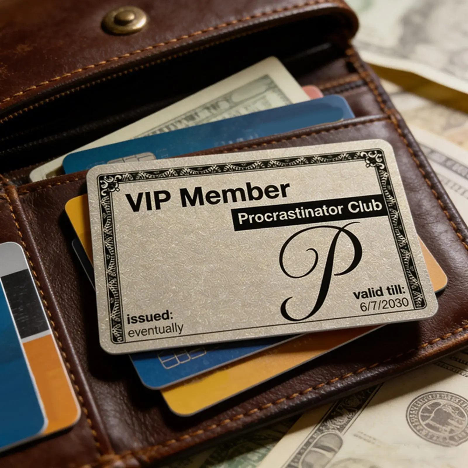 Creative and fun procrastination membership card, prank wallet, fitness bench press, small gift for Women Boys Girls Youth Teens