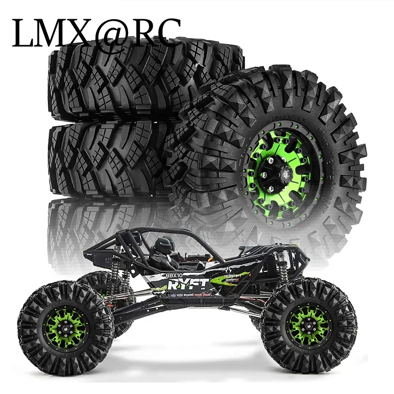 4 buah Set ban karet pelek roda Beadlock 110mm logam 1.9 inci untuk mobil Crawler RC 1/10 Traxxas TRX4 RC4WD D90 Axial SCX10 Pro MST