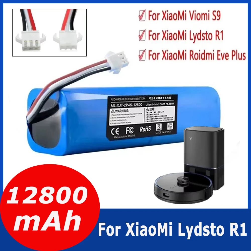 Batterie rechargeable 14.4V 6500mAh pour XiaoMi Viomi S9 Lydsto R1 Roidmi Eve Plus, batterie lithium 14.4V, pack de batteries Li-ion 2P4S