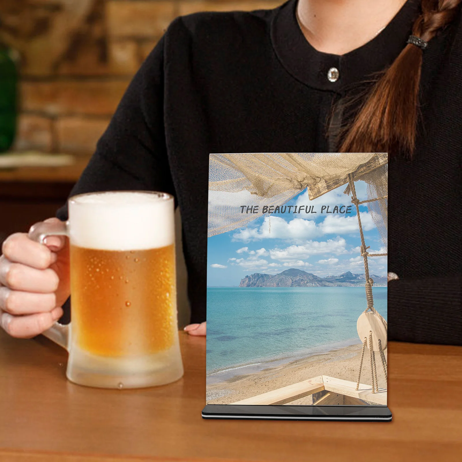 Acrylic Sign Holder 8.5X11 Inches Clear Double Sided Display Stand For Menu Poster Restaurant Office Retail Store Table Top Sign