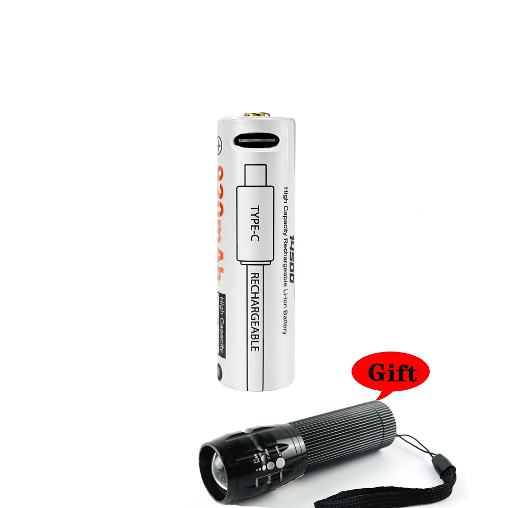 Batteria LUMINTOP 14500 batteria ricaricabile TYPE-C, spedita con torcia gratuita.