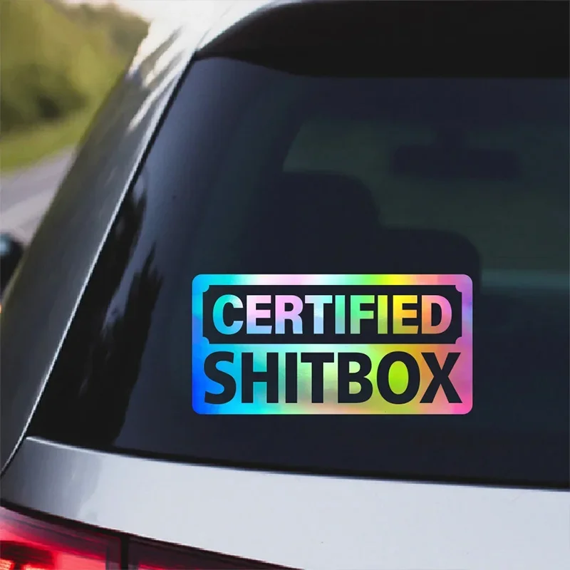 2PC 15x7.5cm Certified Shitbox Vinyl Car Sticker Funny Humorous Decal for Old Beater Cars Auto Enthusiasts Vehicle Styling Decor