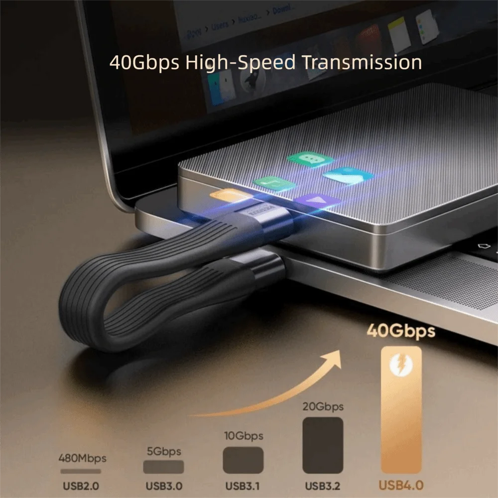 

Брелок TPE USB 4, двуглавый кабель C — C, тип C, кабель для передачи данных, 8K HD-дисплей, зарядка, линия передачи данных, адаптер для зарядного устройства