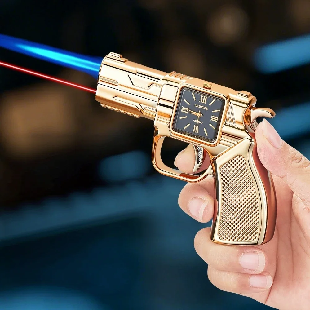New Windproof Infrared Laser Gun Shaped Watch Ignites Metal Multifunctional Inflatable Personalized Lighter Smoking Gift