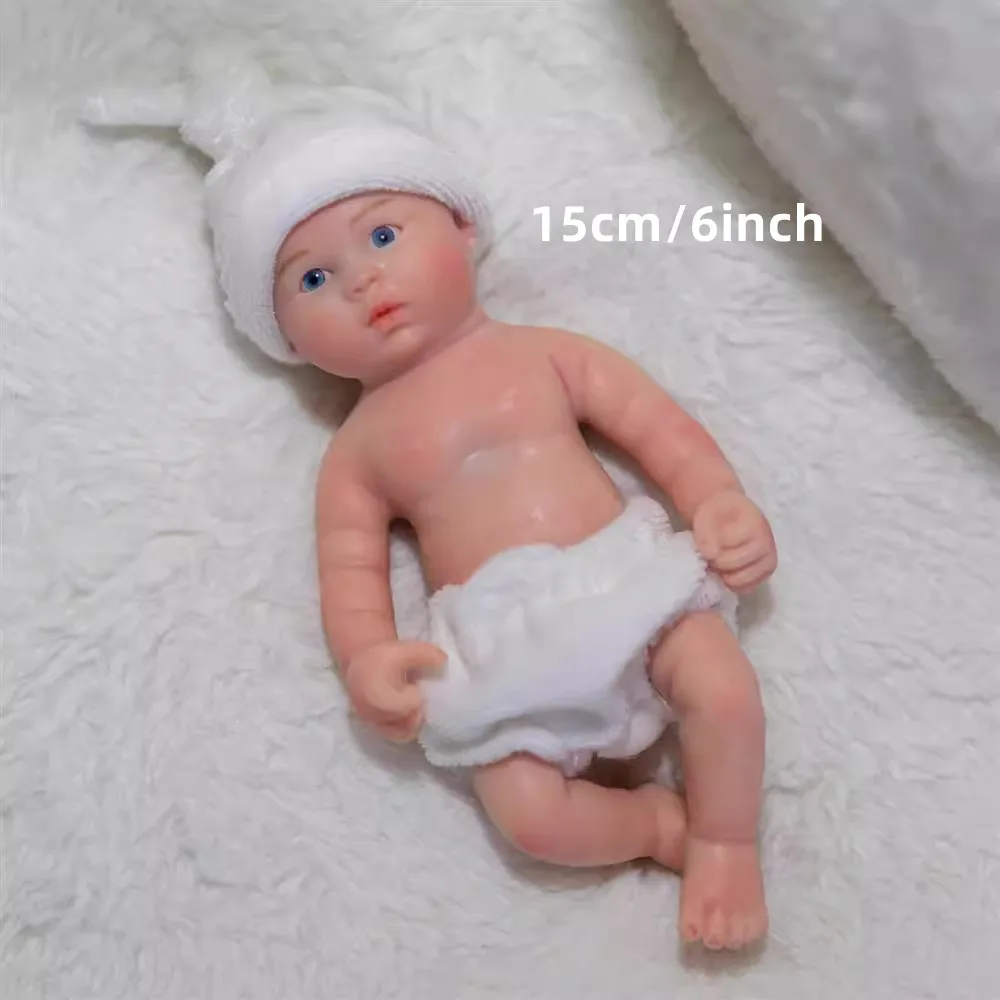 Muñeca Reborn realista hecha a mano, muñeco de silicona de platino completo, pintada, regalo para niños, 15CM