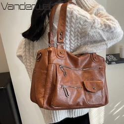 Y2K Hot Girl Single Shoulder Crossbody Bags Vintage Washed Pu Leather Armpit Tote Bag Large Capacity Multi Pocket Commuting Bag