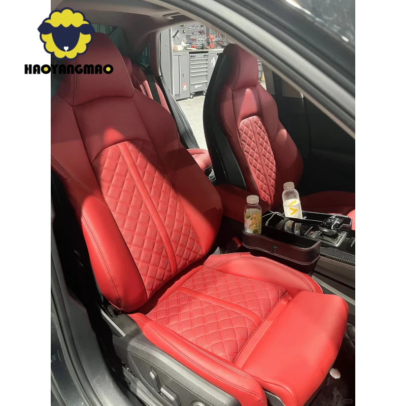 A4 Comfortable Red S4 Modified Seat Foam Kit with PU Leather Cover Door Panels Front and Rear for audi