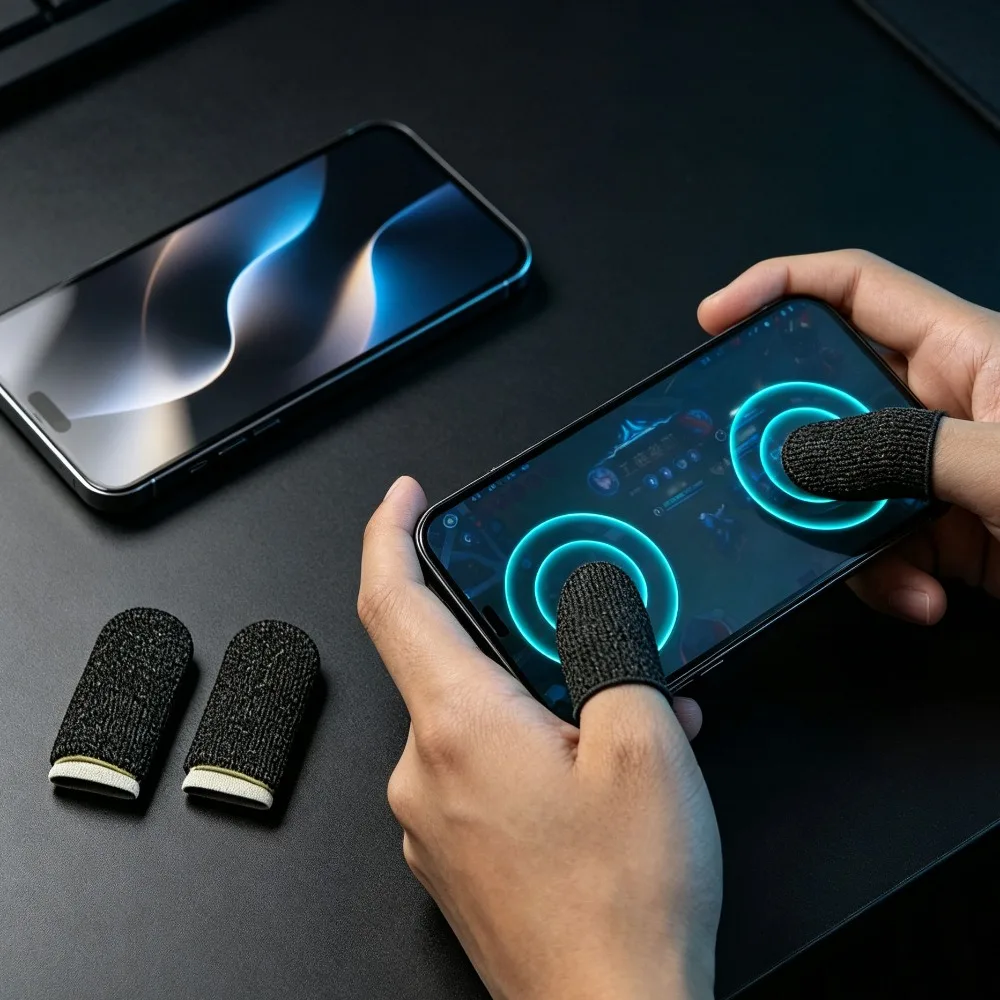 Anti Sweat Breathable Gaming Finger Sleeve Highly Sensitive Touch Screen Fingertip Cover for PUBG Mobile Game Gifts