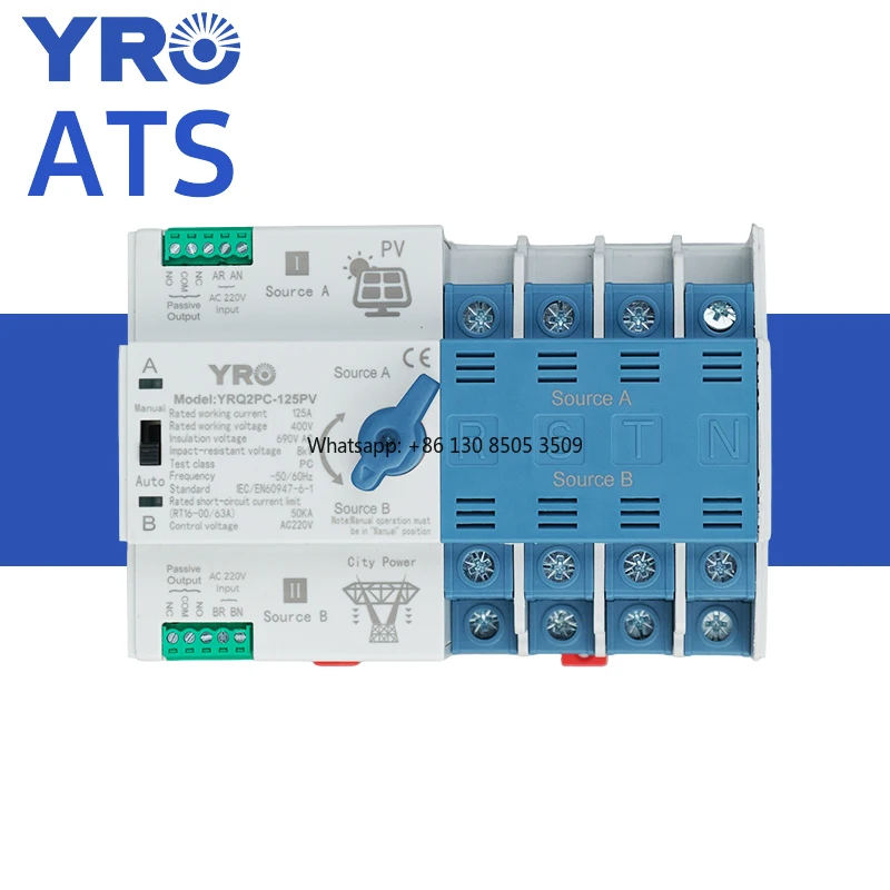 

YRO Solar ATS Auto Changeover Switch 400V Wholesale Price Connect the Inverter Good Quality Uninterruptible Power Supply