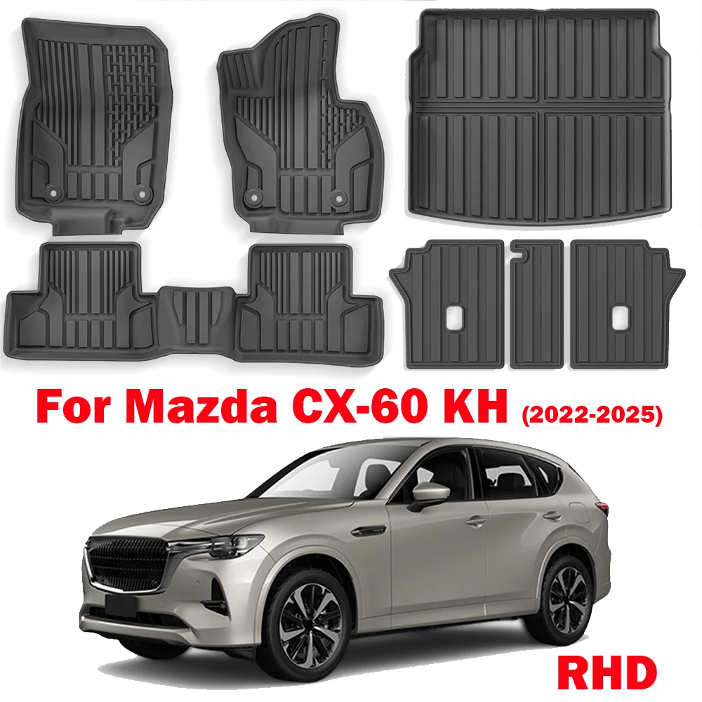 

Коврики для груза, подходят для Mazda CX60 KH Series 2025-2022, всепогодные автомобильные коврики TPE и коврик для багажника, правая рука, топливный коврик для водителя