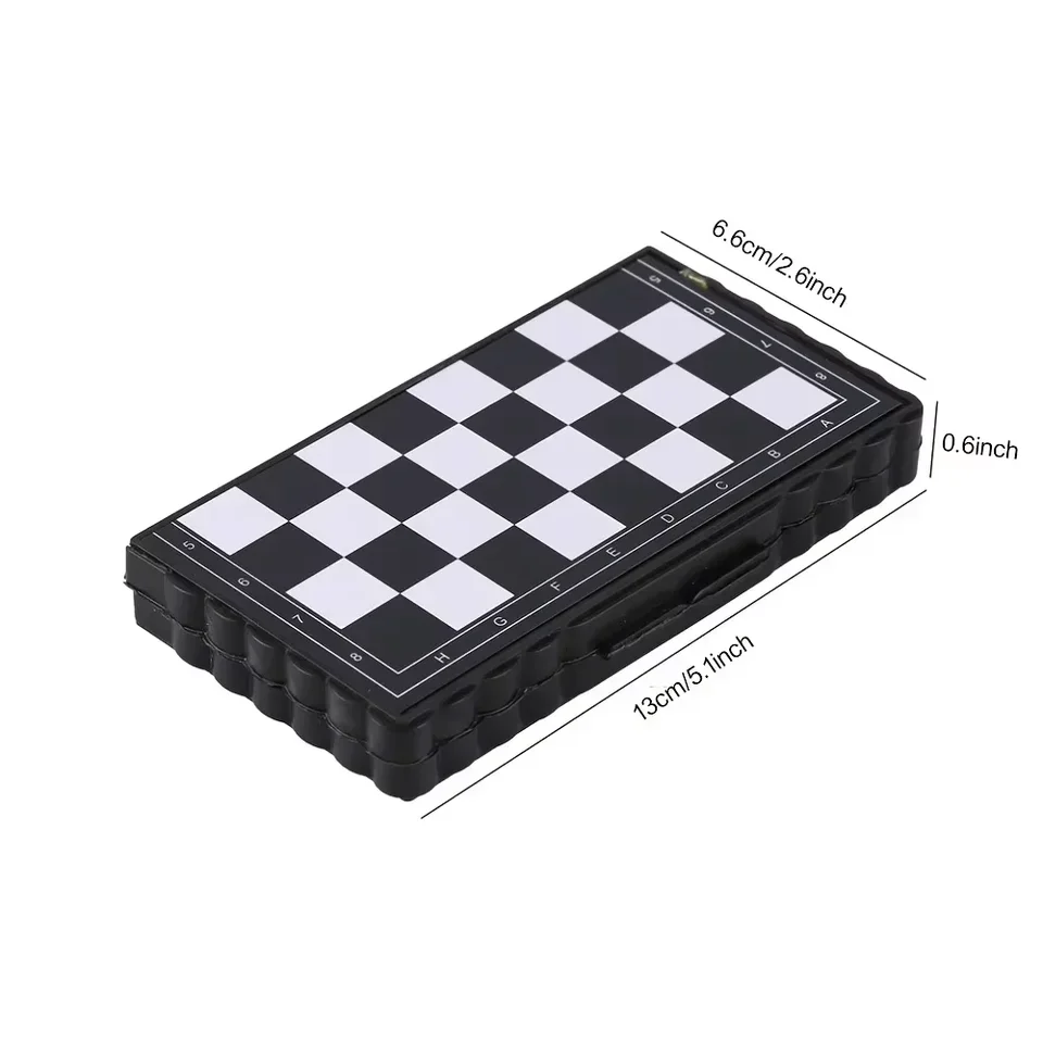Mini-Magnetschachspiel, zusammenklappbar, magnetisch, Kunststoff, Schachbrett, Brettspiel, tragbar, Kinderspielzeug, tragbar, für Reisen und Spaß