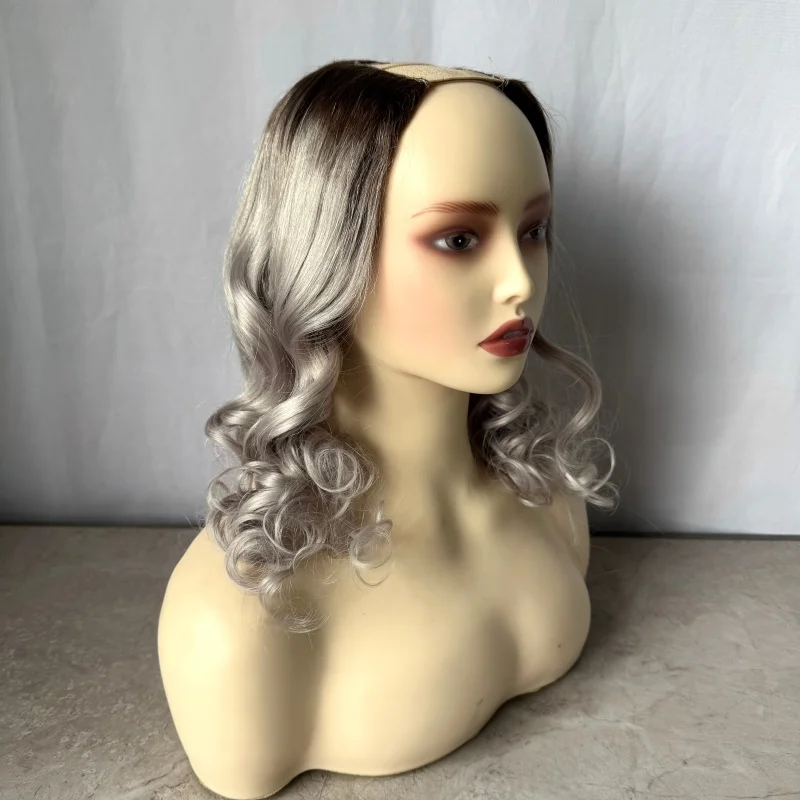 Rubio ceniza 2x4 apertura U parte pelucas 100% cabello humano extremos completos sin pegamento 200 densidad U parte pelucas hechas a máquina fácil de usar