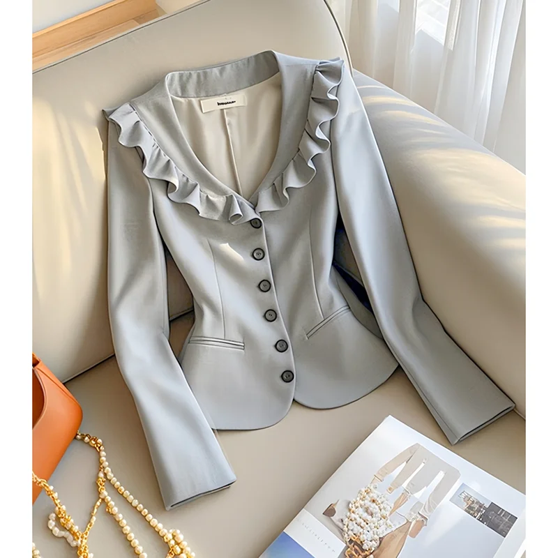 

Ladies Blazer Coat 2025 Spring Autumn Temperament Professional Women's Suit Jacket Versatile Comfortable Female Short Outerwear