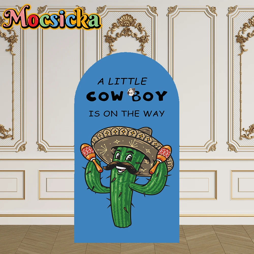 Mocsicka 2 ด้าน Arch ฝาครอบ Little CowBoy Is On The Way ตกแต่งฉากหลัง Baby Shower Arch ผนังเด็ก 1st Birthday Party