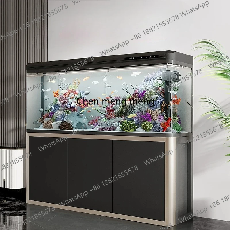 Fish tank aquarium small and medium-sized ecological large living room floor-to-ceiling household lazy water-free glass