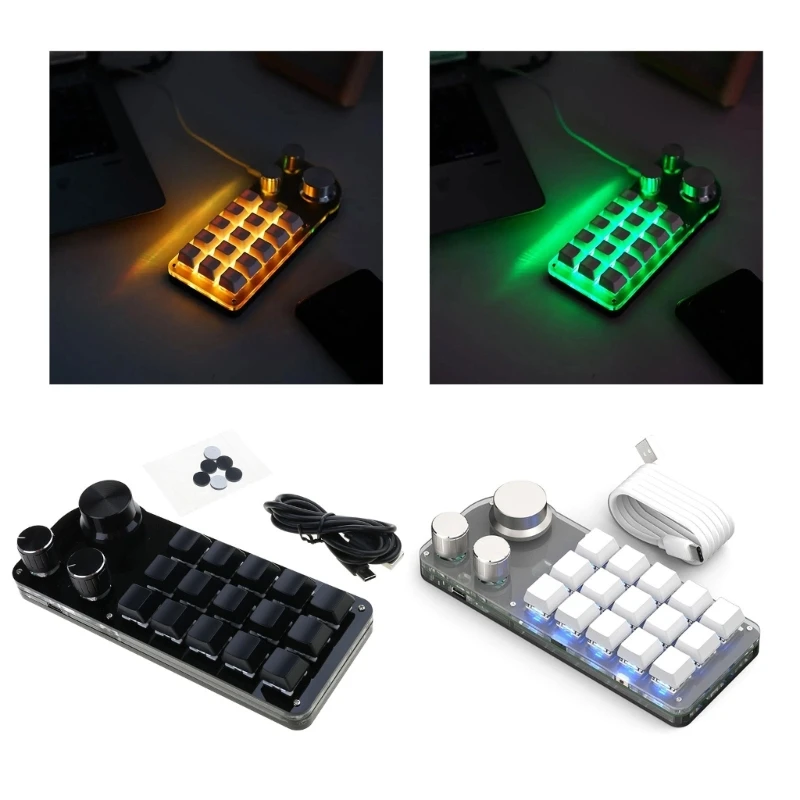 Programming Macro Customizable 15Keys 3 Knob Keyboard RGB Copy Pastes Mini Button Gaming Keypad RGB Mechanical DropShipping