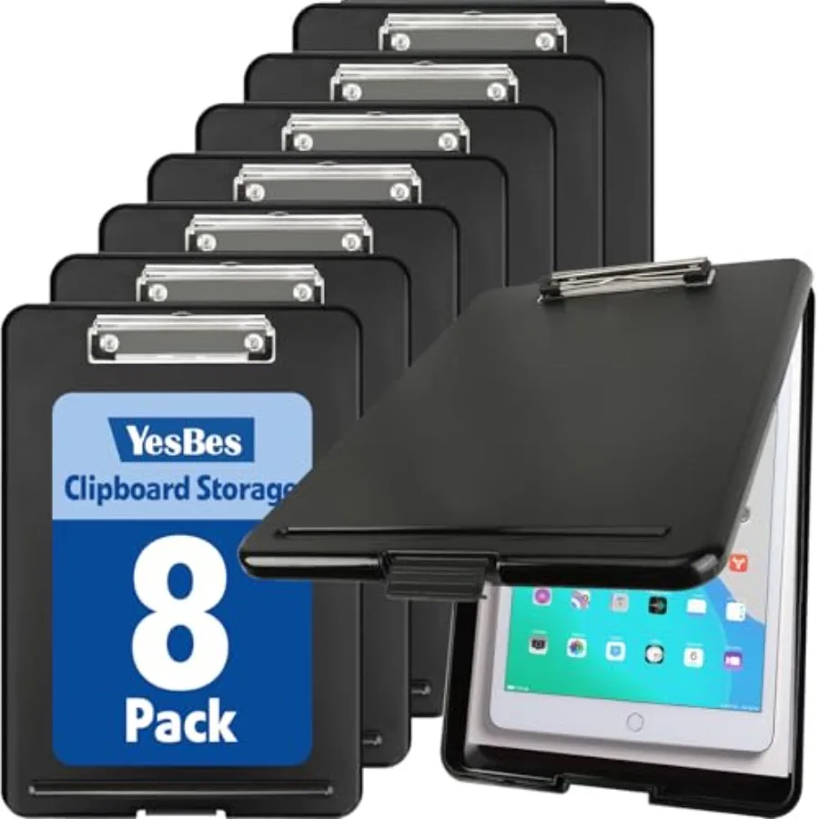 

8 Pack Clipboard with Storage, High Capacity Storage Clipboard 8.5 x 11 with Pen Holder, Letter/ A4 Size, Inner Plastic Folder