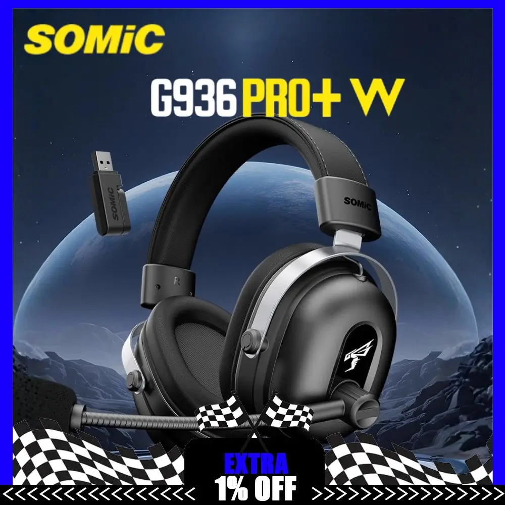 

New Somic G936PRO+W Wireless Four-Mode Headphones Game Edition Headsets 2.4G Type-C Interface Phone Tablet Esports Earphones
