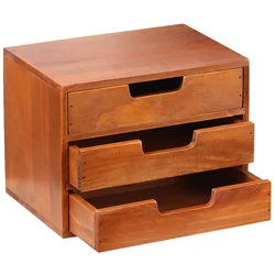 Drawer Type Desk Organizer 3-Tier Sundries Storage Box Wooden Small Drawer For Jewelry Trinket Stationery Display 25x19x17.5cm