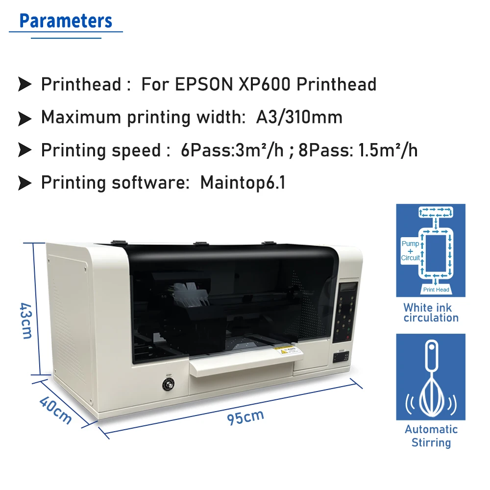 DTF Printer For EPSON Dual XP600 Print Heads T shirt Printing Machine Direct to Film Transfer Printer For all Textile Print