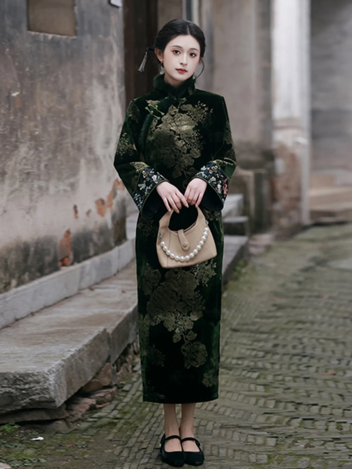 

Зимнее утепленное ципао больших размеров с эффектом похудения, в китайском стиле, новый национальный тренд, усиленный эффект.